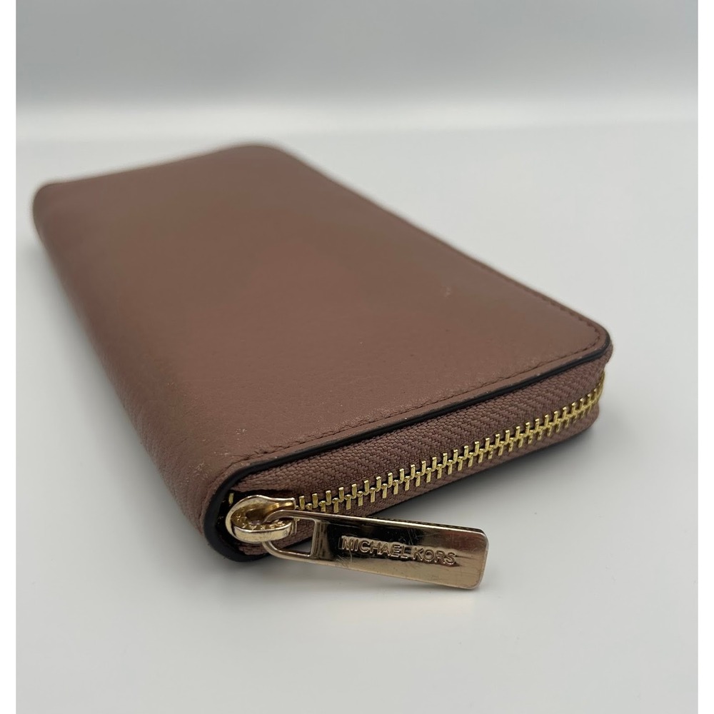 Michael Kors Jet Set Travel Zip Around Continental Pebbled Leather Wallet Tan‎ - Picture 3 of 10